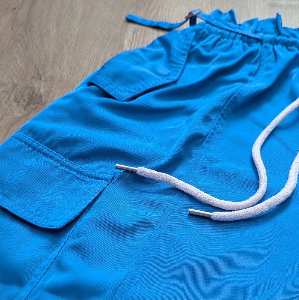Cerulean Blue Adjustable Cargo Pocket Pants